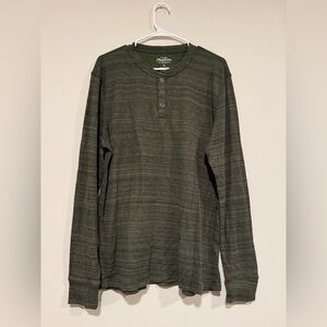 Flag and anthem men’s long sleeve tee dark green ￼